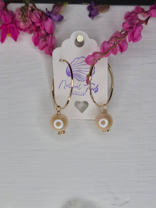 1.5" Hoops & Huggies | Edison Pearl | 14k Gold Filled & Sterling Silver