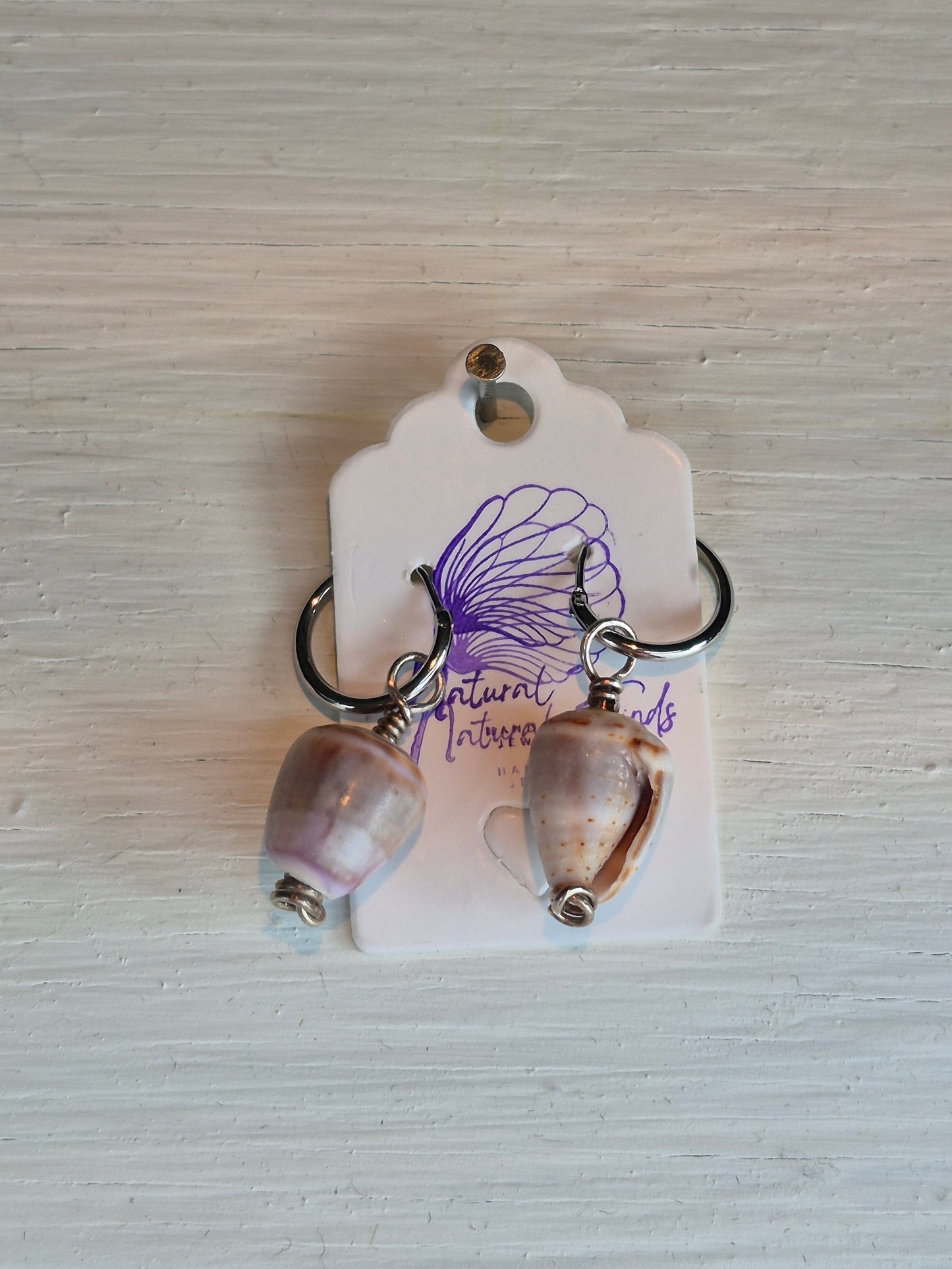Earrings Huggie Hoops | Freckled Cone Shell | Sterling Silver