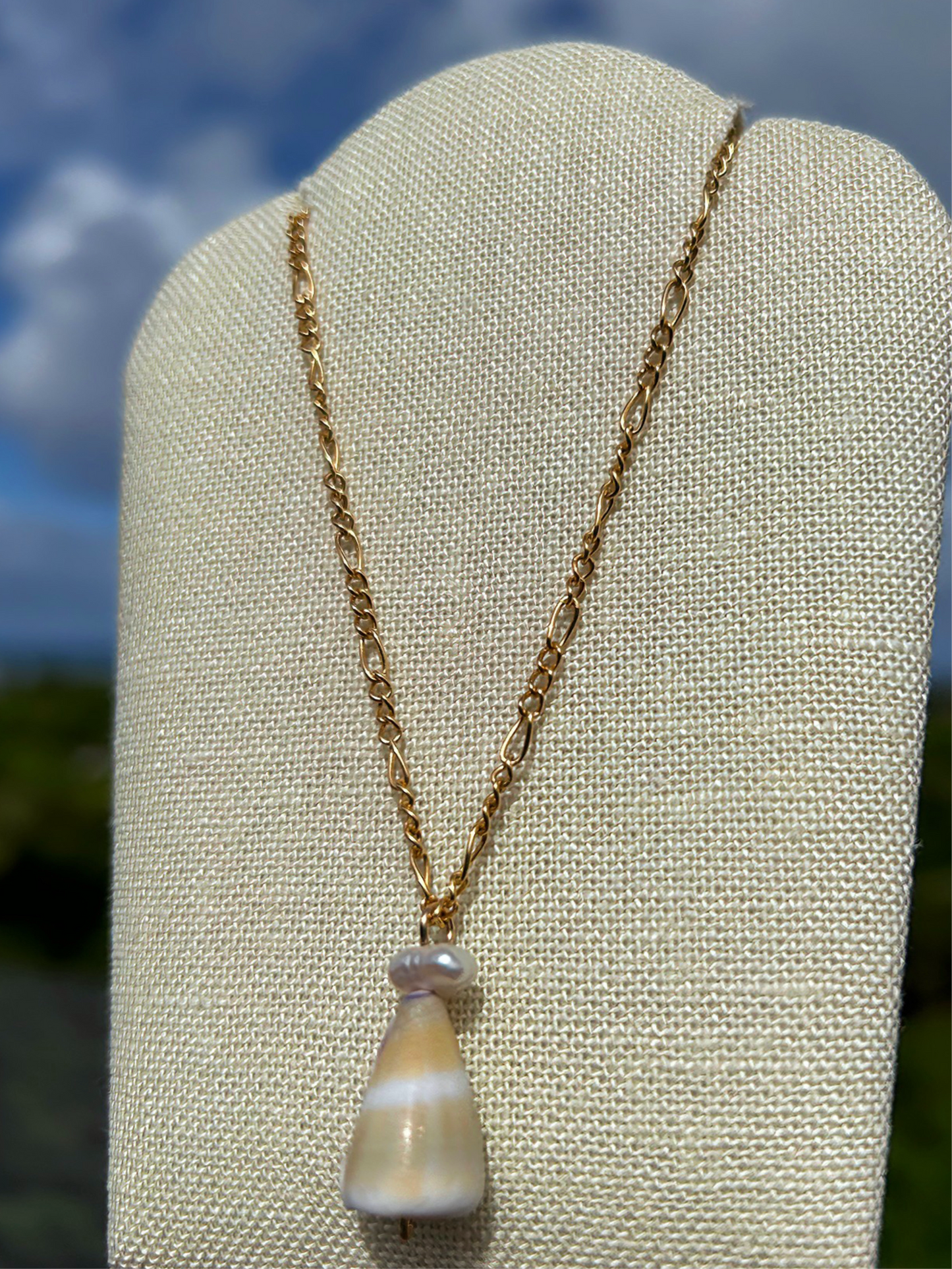 Cone Shell & Freshwater Pearl 14K Gold Filled Necklace