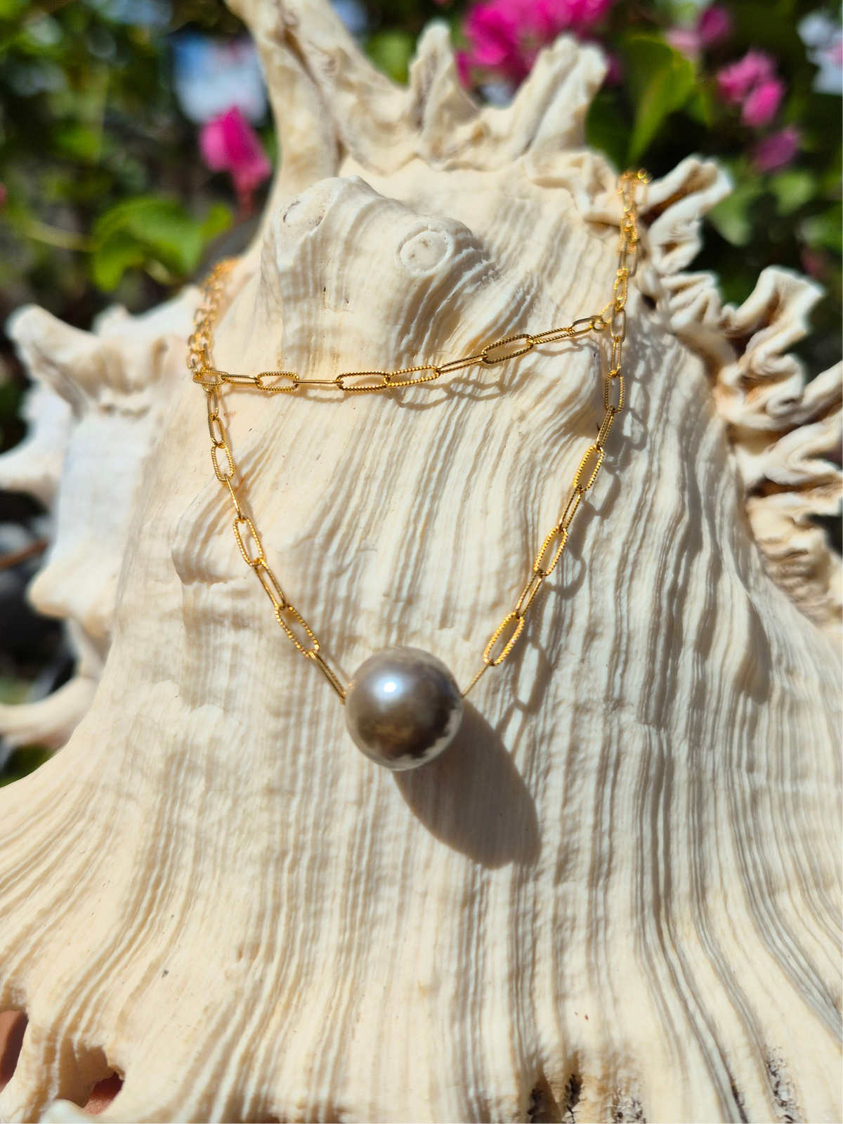 Tahitian Pearl | Single Floating Pearl | Sunrise Shell & Pearl