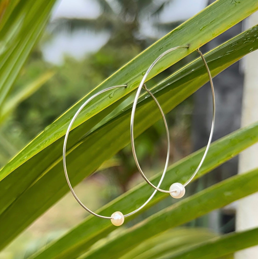 2” Freshwater Pearl Hoops                14k Gold Filled & Sterling Silver