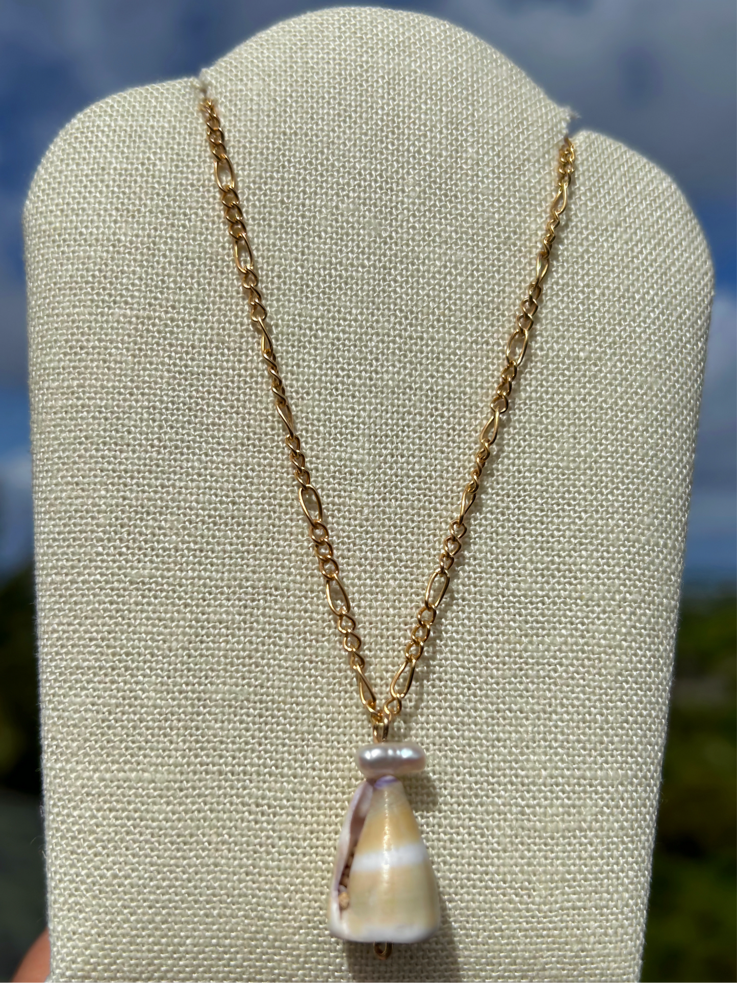 Cone Shell & Freshwater Pearl 14K Gold Filled Necklace