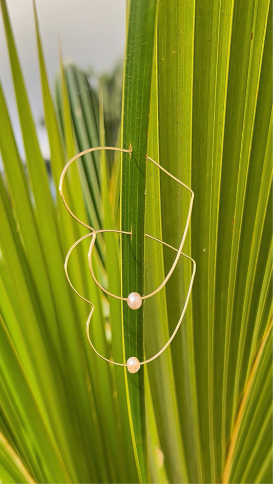 2” Freshwater Pearl Heart Hoop     14k Gold Filled & Sterling Silver