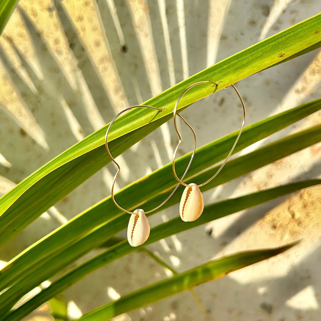 2” Cowry Heart Hoops                         14K Gold Filled & Sterling Silver