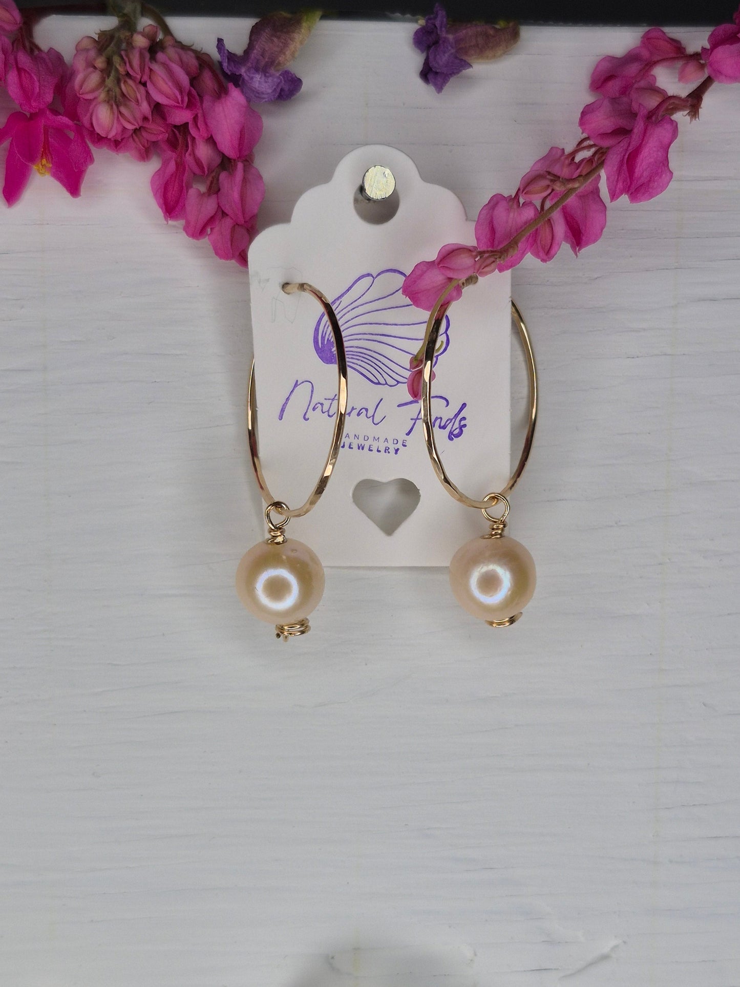 1.5" Hoop Earrings | Edison Pearl | 14k Gold Filled