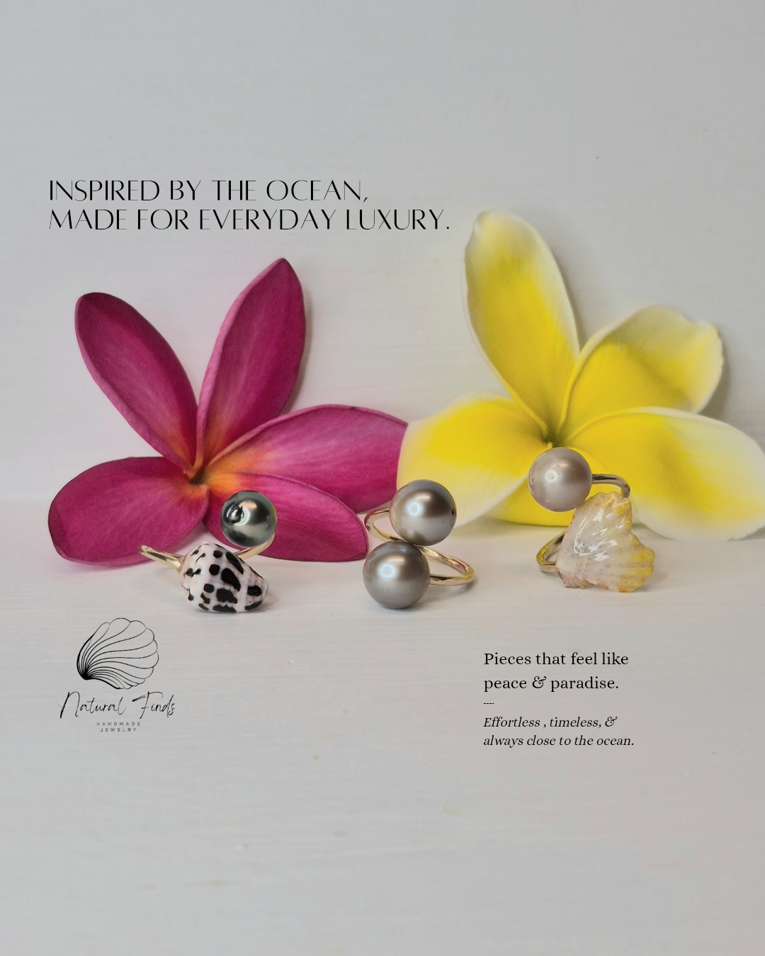 Tahitian Pearl Rings | Hebrew Cone | Double Pearl | Sunrise Shell