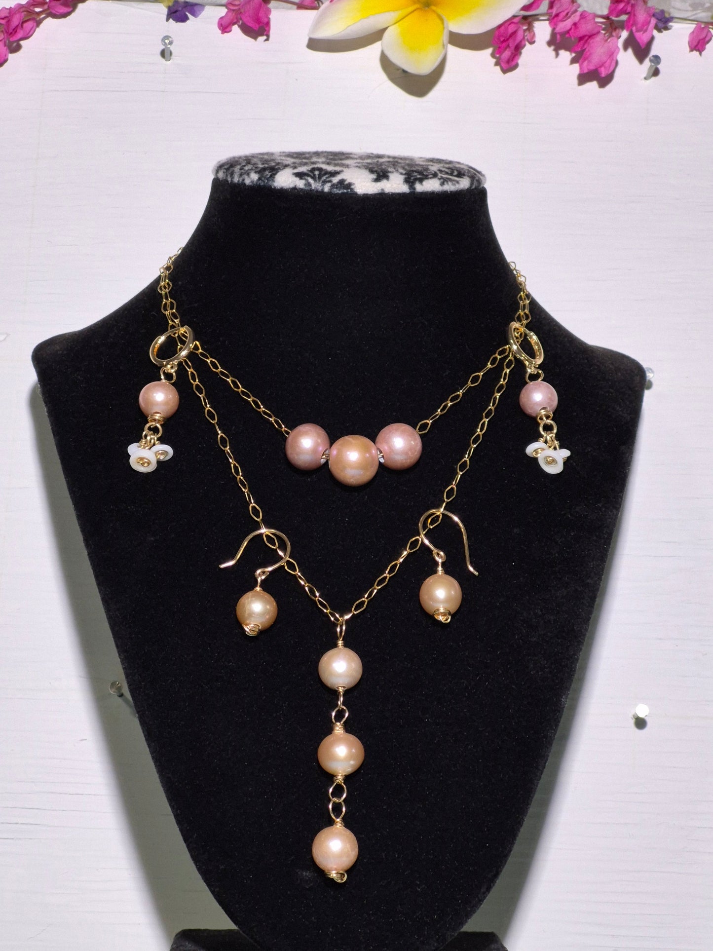 Edison Pearl Necklace & Earring Set