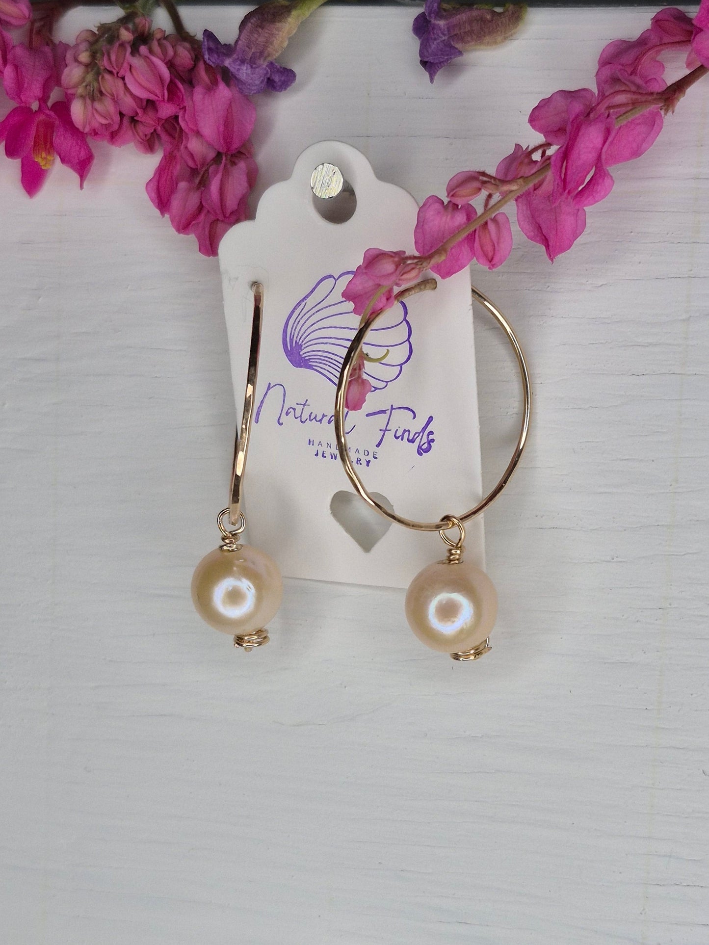 1.5" Hoop Earrings | Edison Pearl | 14k Gold Filled