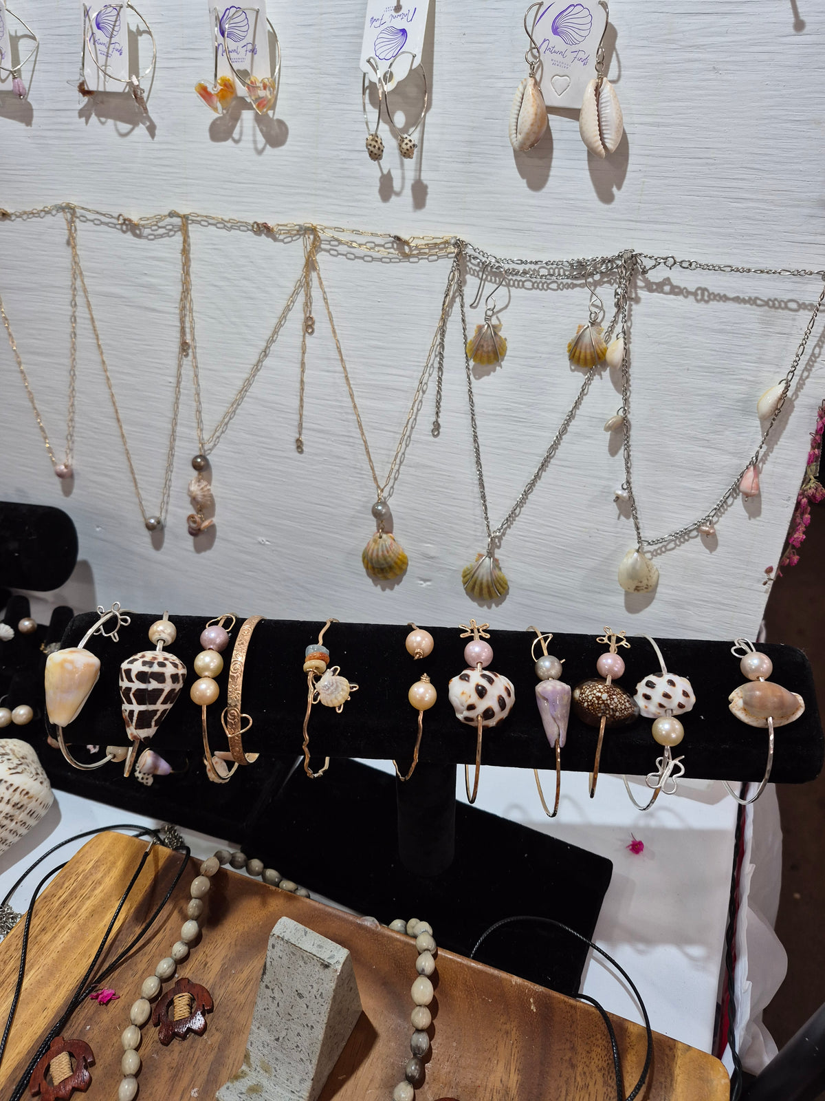 Bangles | 3 Edison Pearls | Drupe Shell & Pearl| Cowry Shell & Pearl| Sterling Silver