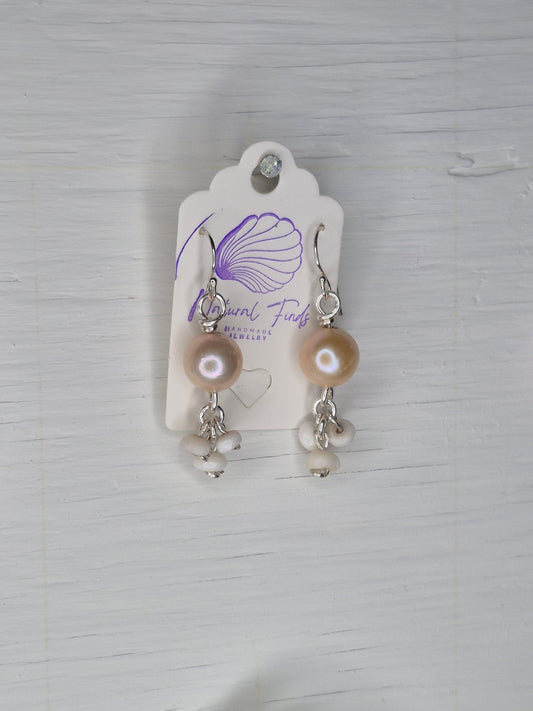 Edison Earring Pearls & Puka Chandelier | Sterling Silver
