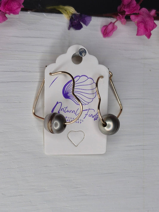 1.5" Earring Heart Hoops| Tahitian Pearls | 14k Gold Filled