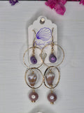 Elongated Earring | Purlple Tahitian Pearls | 14K Gold Filled