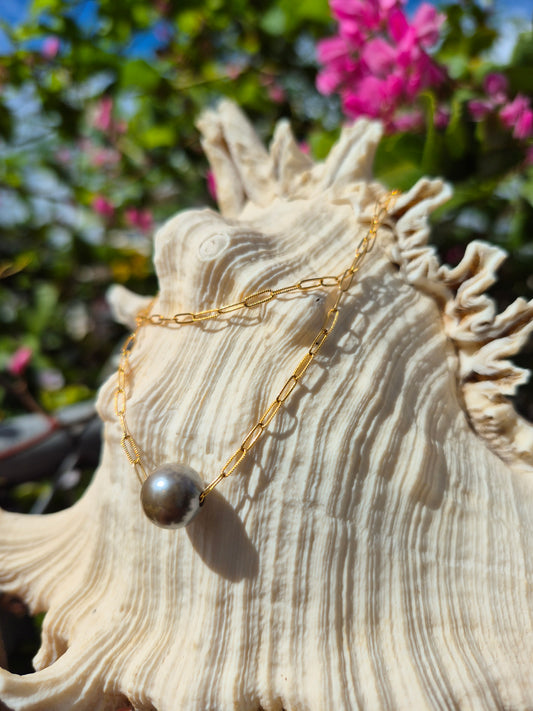 20" 14k Gold Filled Necklace | Floating Tahitian Pearl