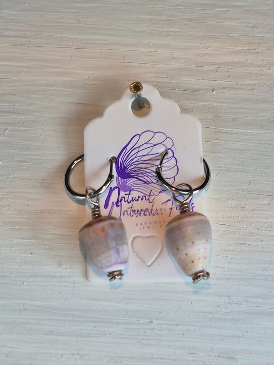 Earrings Huggie Hoops | Freckled  Cone Shell | Sterling Silver