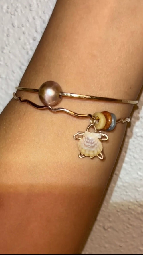 Bangle | Hebrew Cone | Wavy Sunrise Turtle | Hawaiian Heirloom | 14k Gold Filled