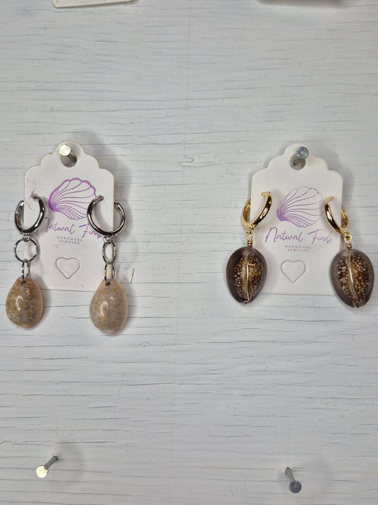"1.5 Huggie Hoops | Cowry Shell | 14k Gold Filled & Sterling Silver