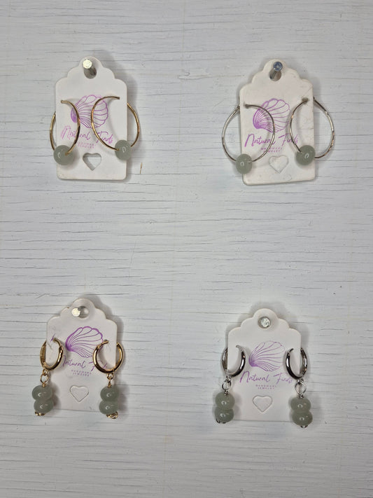 "1.5 Hoops & Huggies | Authentic Jade | 14k Gold Filled & Sterling Silver