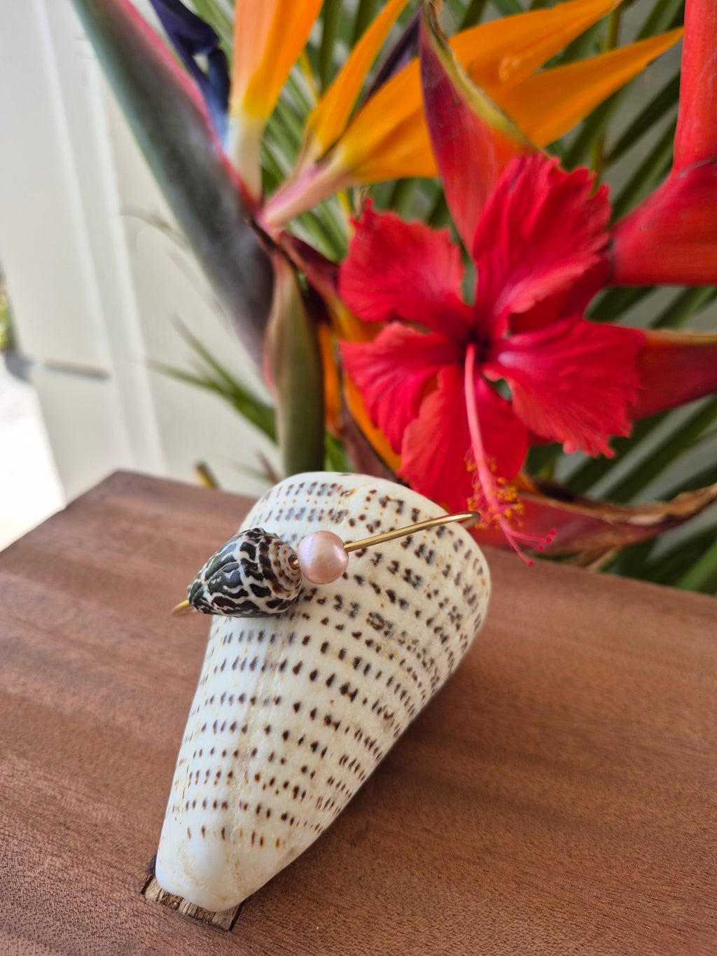 Bangle Chaldean Cone & Edison Pearl | 14k Gold Filled