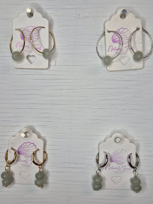 "1.5 Hoops & Huggies | Authentic Jade | 14k Gold Filled & Sterling Silver